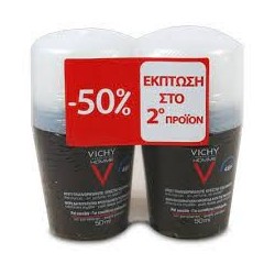 Vichy Deodorant Roll-On Homme Anti Transpirant 48H 50ml (Black) (-50% On Second)